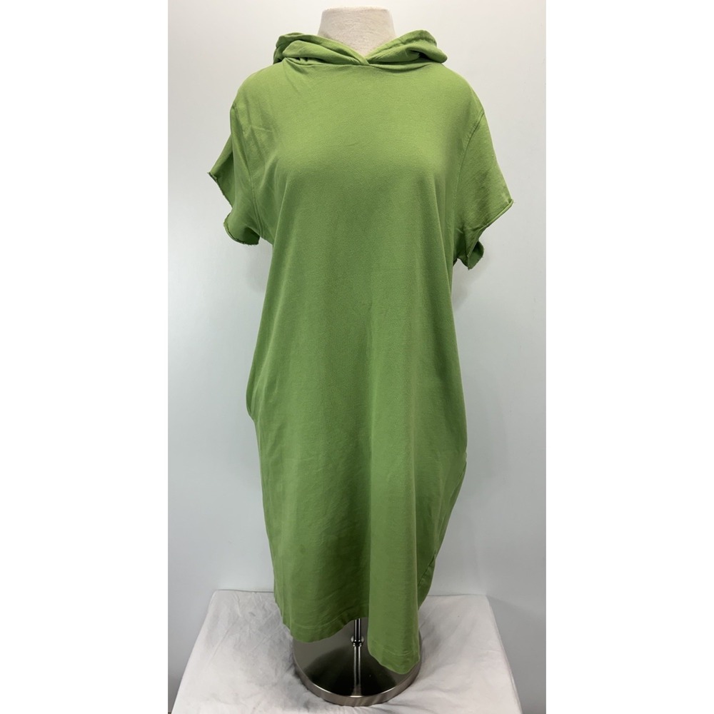 Zara Hooded Midi Dress Sz Large Women's Green Casual Comfort Shift